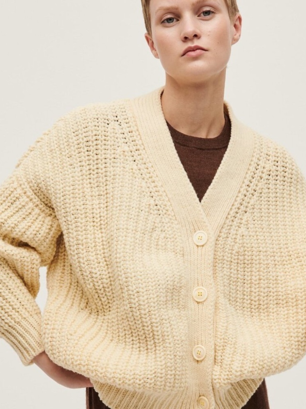 BABAA Cardigan no19 in Natural Chunky Knitted Wool Sweater No 19 babaà eco OS